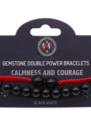 Gemstone Double Power Bracelets- Black Agate