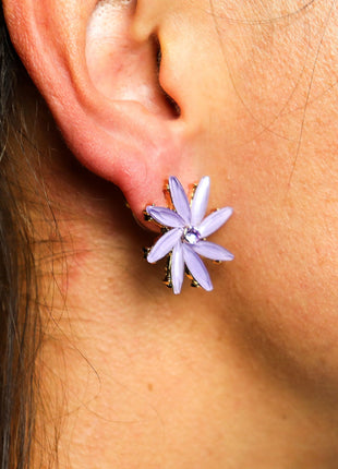Lavender - Vintage Glass - Flowers - Earrings