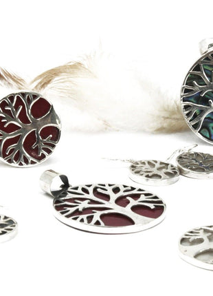 Tree of Life Silver Pendent 30mm - Mother of Pearl