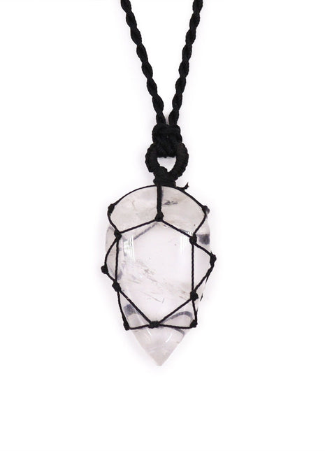 Laced Gemstone Teardrop Pendant - Rock Quartz