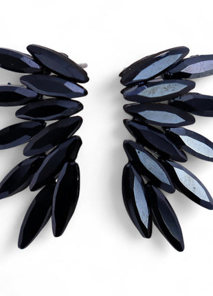 Jet Black - Vintage Glass - Faries - Earrings