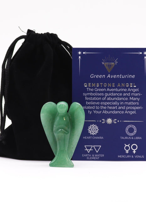 Hand Carved Gemstone Angel - Green Aventurine