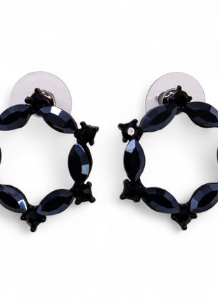 Jet Black - Vintage Glass - Loop - Earrings
