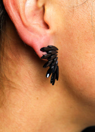 Jet Black - Vintage Glass - Faries - Earrings