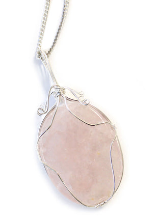 Swirl Wrapped Gemstone Necklace - Rose Quartz