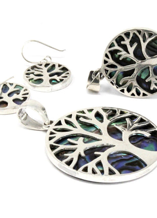 Tree of Life Silver Pendent 22mm - Abalone