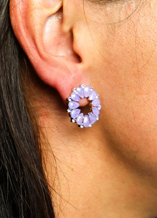 Lavender - Vintage Glass - Loop - Earrings