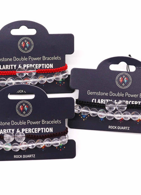 Gemstone Double Power Bracelets- Rock Quartz