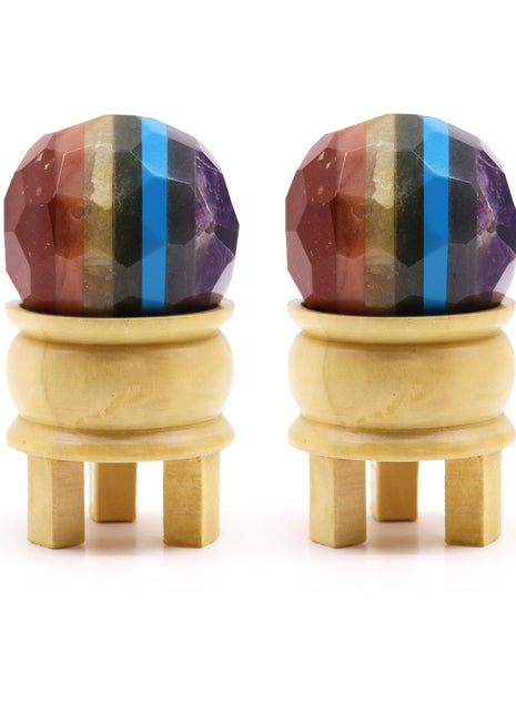 Gemstone Faceted Healing Ball & Stand - Seven Chakra
