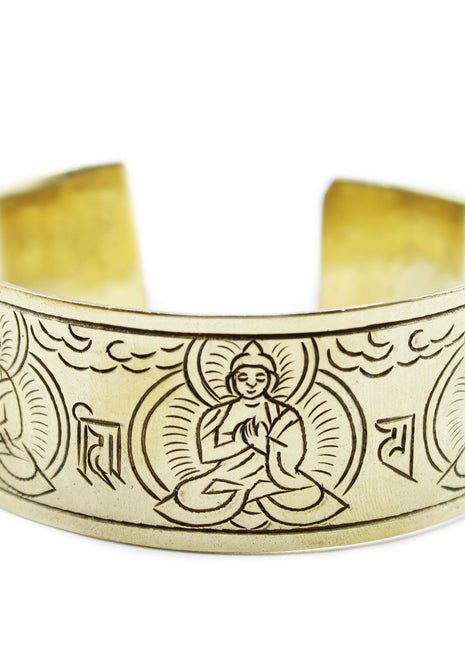 Brass Tibetan Bracelet - Five Buddha
