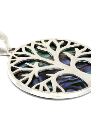 Tree of Life Silver Pendent 30mm - Abalone
