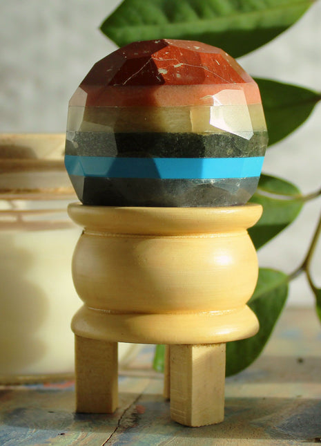 Gemstone Faceted Healing Ball & Stand - Seven Chakra