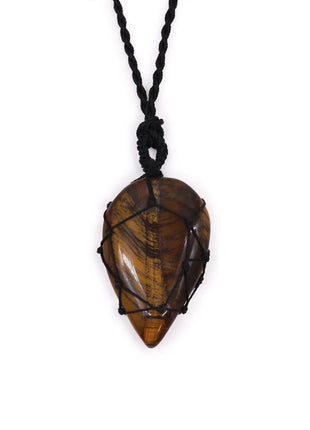 Laced Gemstone Teardrop Pendant - Tigereye