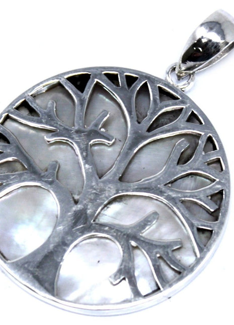 Tree of Life Silver Pendent 30mm - Mother of Pearl
