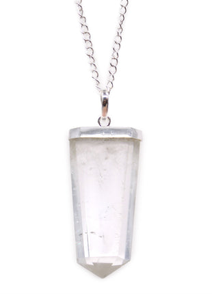 Gemstone Flat Pencil Pendant - Rock Quartz