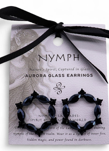 Jet Black - Vintage Glass - Loop - Earrings