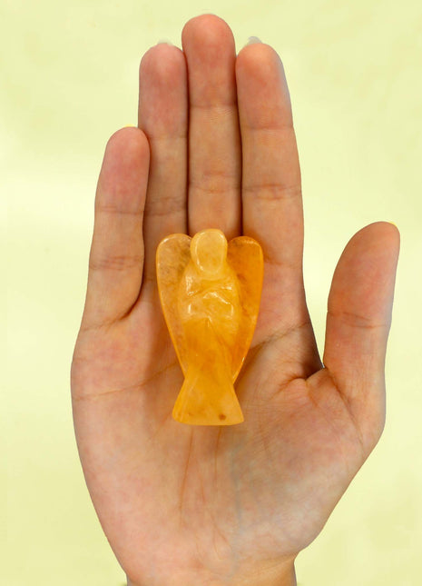 Hand Carved Gemstone Angel - Yellow Aventurine