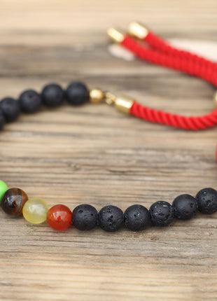 18K Gold Plated Gemstone Royal String Bracelet - Lava Stone Chakra