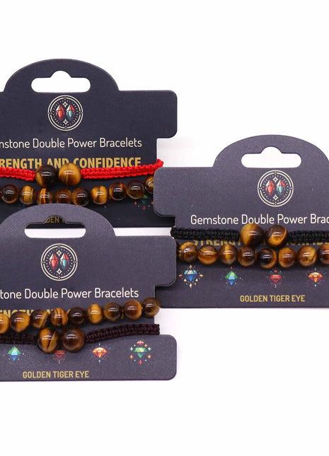 Gemstone Double Power Bracelets- Tiger Eye