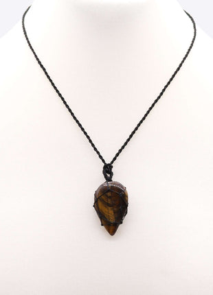 Laced Gemstone Teardrop Pendant - Tigereye