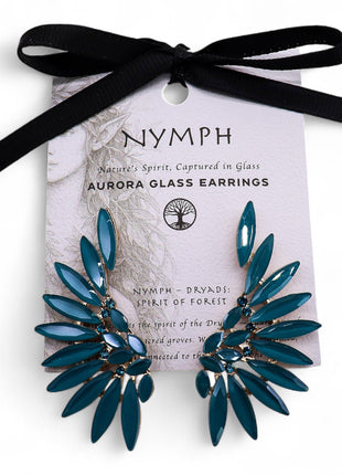 Teal Green - Vintage Glass - Angel Wings - Earrings