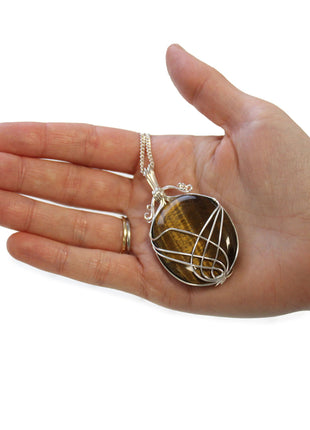 Swirl Wrapped Gemstone Necklace - Tiger Eye