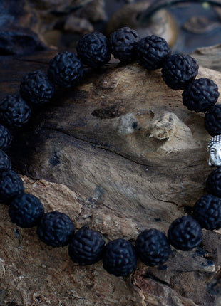 Rudraksha Buddah Bangle Mala - Dark