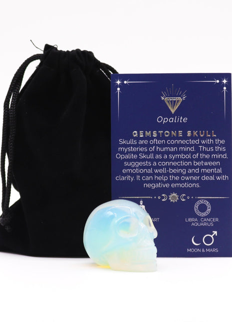 Gemstone Small Skull - Opalite - 40x30x28mm