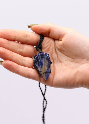 Laced Gemstone Teardrop Pendant - Sodalite