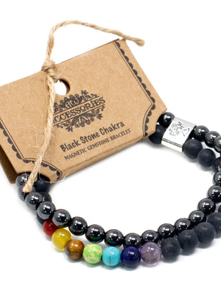 Magnetic Gemstone Bracelet - Black Stone Chakra