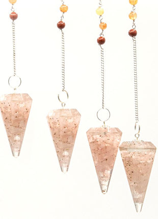 Orgonite Power Chakra Pendulum - Rose Quartz