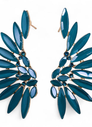 Teal Green - Vintage Glass - Angel Wings - Earrings