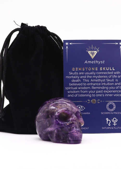 Gemstone Lrg Skull - Amethyst- 50x40x30mm