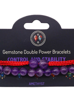 Gemstone Double Power Bracelets- Amythist