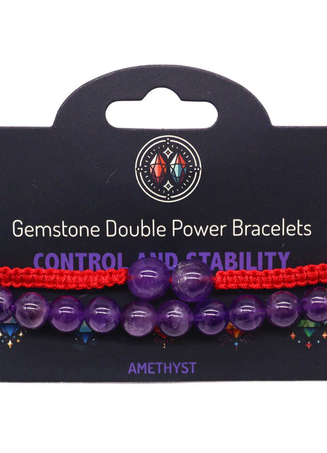 Gemstone Double Power Bracelets- Amythist