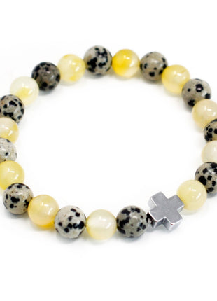 Set of 2 Gemstones Friendship Bracelets - Protection - Dalmation Jasper & Yellow Agate