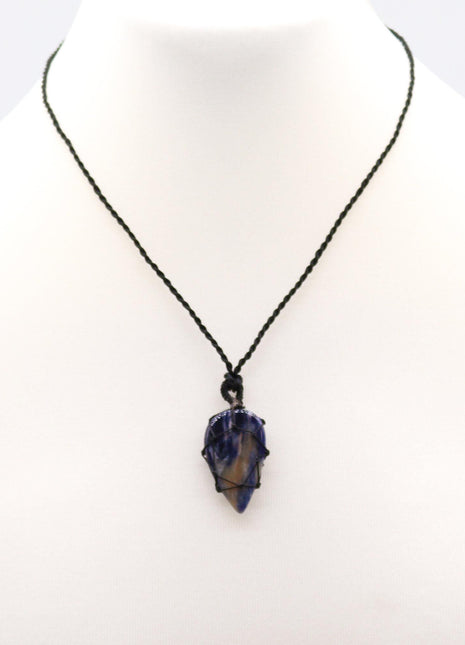 Laced Gemstone Teardrop Pendant - Sodalite