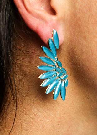 Teal Green - Vintage Glass - Angel Wings - Earrings