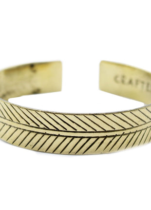 Brass Tibetan Bracelet - Wide Tribal Leaf