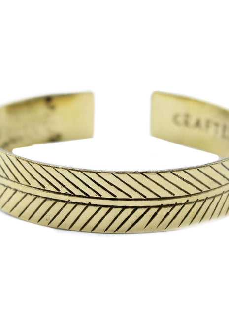 Brass Tibetan Bracelet - Wide Tribal Leaf