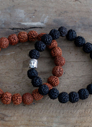 Rudraksha Buddah Bangle Mala - Dark