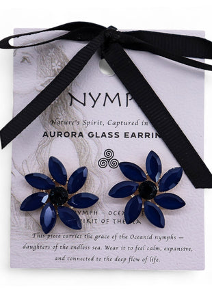Royal Blue - Vintage Glass - Flowers - Earrings
