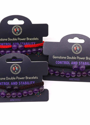Gemstone Double Power Bracelets- Amythist