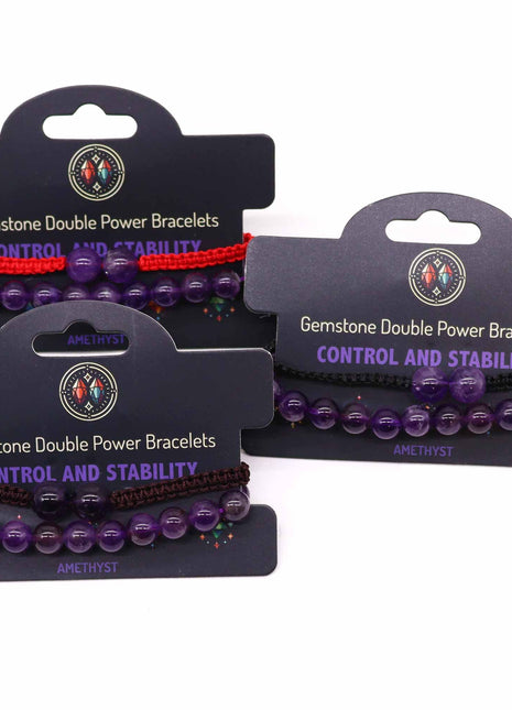 Gemstone Double Power Bracelets- Amythist