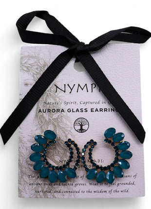 Teal Green - Vintage Glass - Loop - Earrings