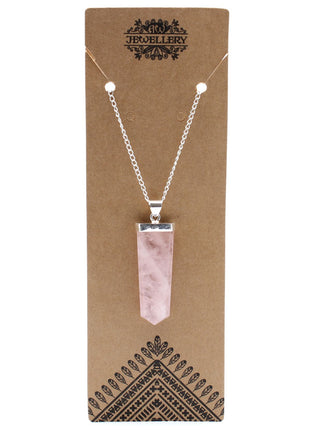 Gemstone Flat Pencil Pendant - Rose Quartz