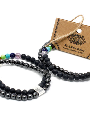 Magnetic Gemstone Bracelet - Black Stone Chakra