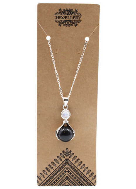 Gemstone Healing Hands Pendant - Black Agate