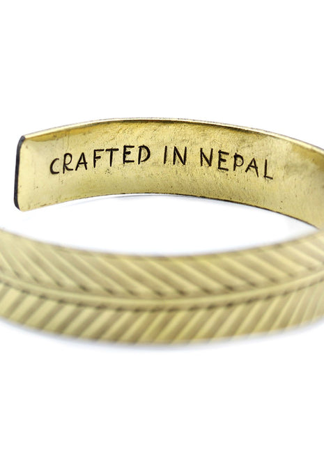 Brass Tibetan Bracelet - Wide Tribal Leaf
