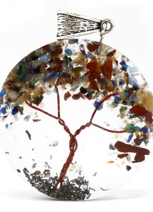 Orgonite Power Pendant - Round Amethyst Tree